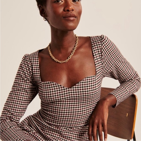 Abercrombie & Fitch NWT Fall Longsleeve Houndstooth Mini Dress Size XS - Picture 3 of 7